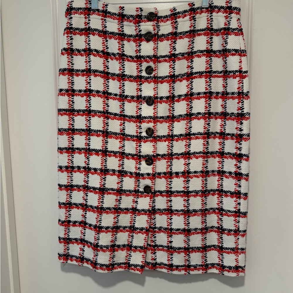 Plaid Button-Front Skirt